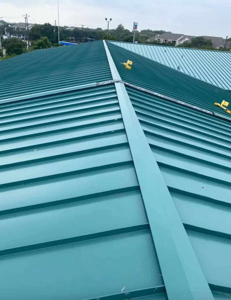 Green commercial metal roof ridge and valley for Metal Roof Repair in Helena Valley Southeast